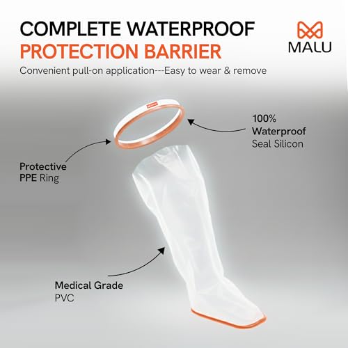 Image of 100% Waterproof Leg Cast Cover for Shower & Bath | Resuable Adult Cast Protector with Anti-Slip Bottom | Cast Covers for Shower Leg | Waterproof Shield for Showering After Surgery