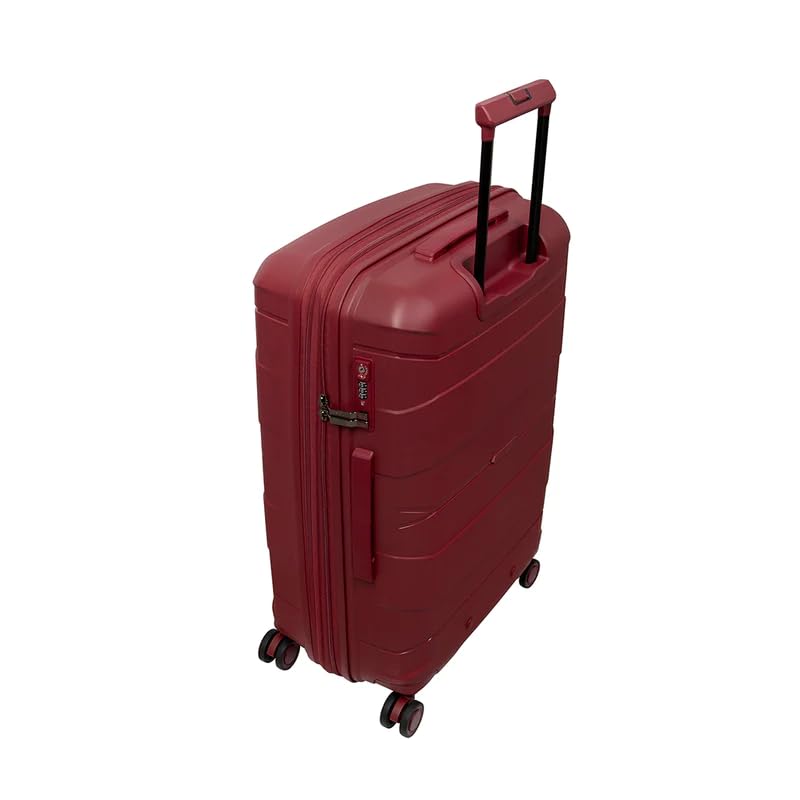 Image of it luggage Momentous German Red Set of 3-20,24,28 inches Cabin with Padded Laptop Section, Medium & Large Expandable Polypropylene Hardsided with TSA Lock & Wet Pouch Inside 8 Wheel Trolley Bag