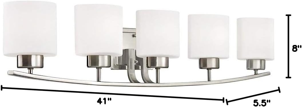 Lighting Modern Hotel Style Bathroom Wall Light with White Oval Glass - Five Lights