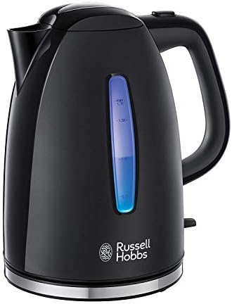 Russell Hobbs Wasserkocher Textures+, 1,7l, 2400W, LED Beleuchtung, Schnellkochfunktion, optimierte Ausgusstülle, herausnehmbarer Kalkfilter, Teekocher schwarz 22591-70 [Energiekla