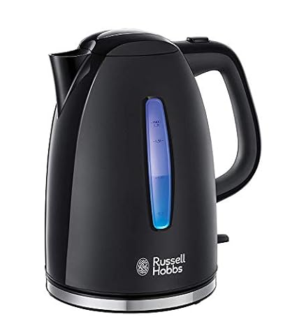 Russell Hobbs czajnik elektryczny, moc 2400W, 1.7L, strefy szybkiego gotowania, filtr antywapienny, kontroler strix, niebieskie podświetlenie, obrotowa podstawka, czarny mat, Textures Plus 22591-70