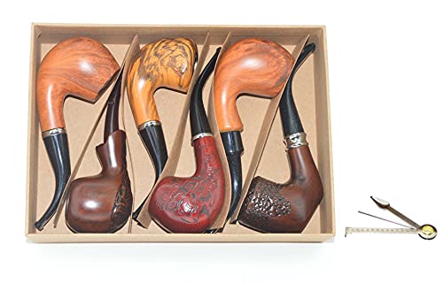 Anshinco Smoking Pipe, Set of 6pcs, Smoking Pipe Gift Box, Smoking Pipe of Steel & Acrylic, Tobacco Pipe (Box B)