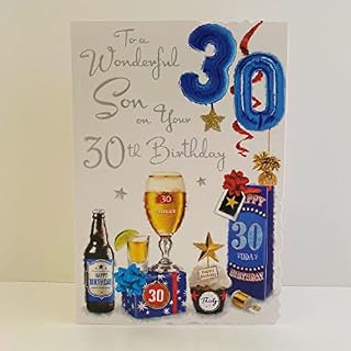 Jonny Javelin Wonderful Son 30th Birthday Card - Present Beer Glass Cupcake