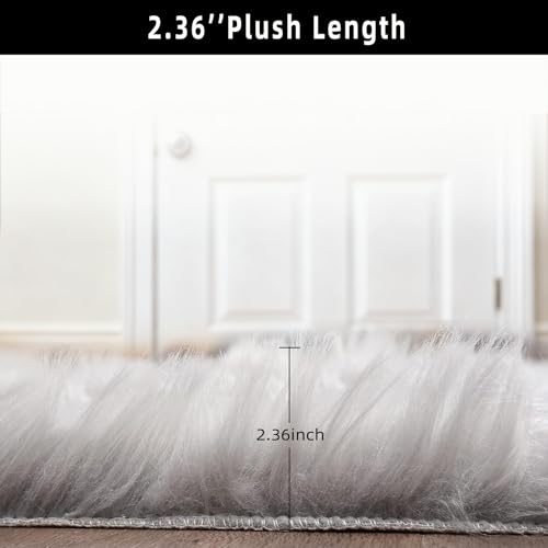 Tapete decorativo falso pelo gris 2 x 6 pies miniatura 2