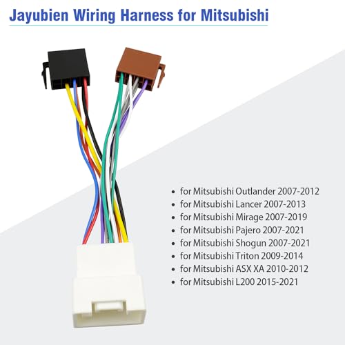 jayubien 20Pin Radio Wire Harness for Mitsubishi Stereo Connector, Compatible with Outlander-Lancer-Pajero-Mirage-Triton-ASX Car Radio Wiring Harness Adapter 2007-2012
