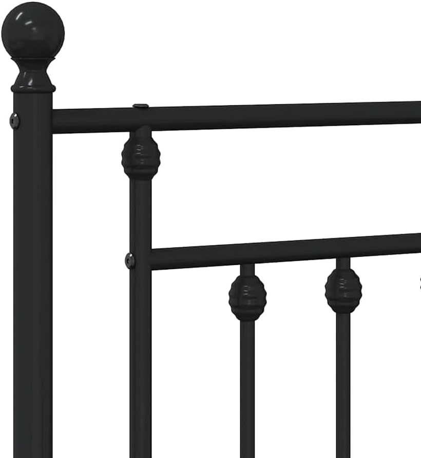 vidaXL Bed Frame Black Powder-Coated Steel Twin Industrial Bed Frame