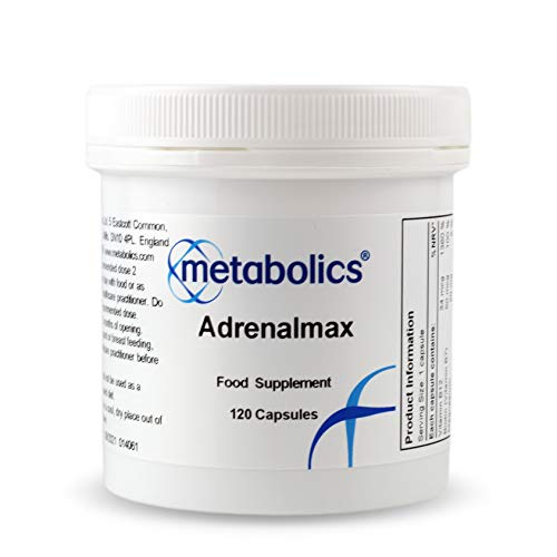 Metabolics Adrenalmax 120 Capsules, Adrenal & Stress Supplement with Calming L Theanine, Betaine, Magnesium, Olive Leaf & Green Tea Extract- Support for Healthy Adrenal Gland Function