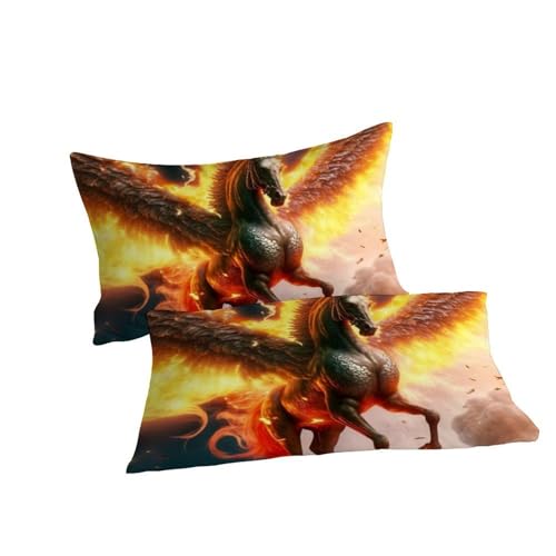 Housse de couette cheval flamboyant parure lit 3 pièces microfibre super king - 7