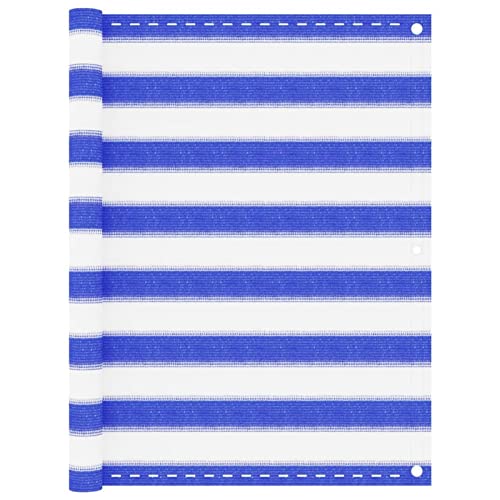 Gecheer Balkon Sichtschutz Bespannung Terrasse Windschutz Sonnenschutz Balkonbespannung Balkonverkleidung Balkonsichtschutz Blau und Weiß 90x300 cm HDPE