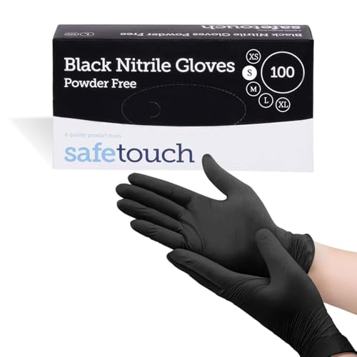 1ABOVE Pack of 100 Nitrile Examination Gloves - Multipurpose, Powder Free and Latex Free Disposable Gloves, for Food, Safety, Medical, Barber Shop, Garage etc (BLACK, SMALL)