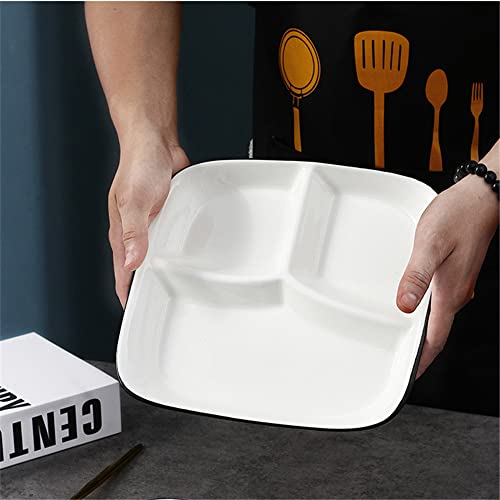 OnePine Porcelanowy półmisek do serwowania, talerz na przekąski z 3 przegródkami, podzielony talerz menu, ceramiczny talerz do serwowania na odchudzanie