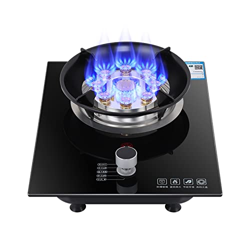 Aouoeeo Placa de Gas, Encimera de Gas, Cocina de Gas de 32 cm con Quemador, Placa de cocción de 7,2 kW, vitrocerámica Negra y Nueve cavidades.