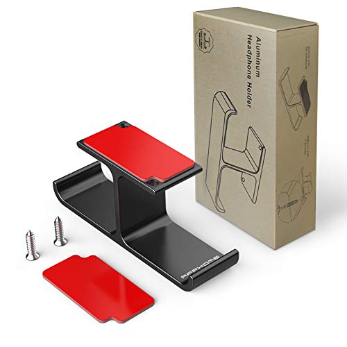 Apphome Headphone Hanger Stand Under Desk Hook Aluminum Stick-On Adhesive Dual Headsets Holder Mount Pc Gaming Accessories For All Headphones (Black-One Pack) #TOP5