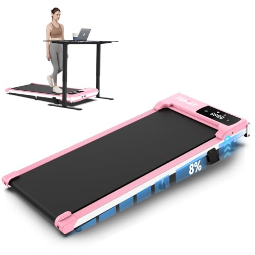Image of Under Desk Walking Pad for Home Office - 2.5 HP Portable Treadmill With 300 lb Capacity, Compact Jogging Running Machine, Remote Control and LED Display
