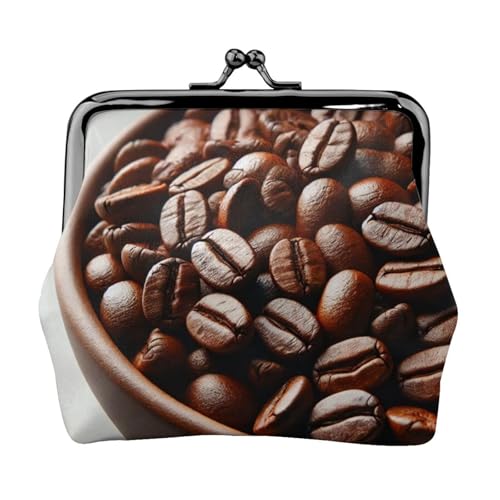 Pu Leather Buckle Coin Purse Realistic-Coffee-Beans Girls Kiss-Lock Change Purse Wallets