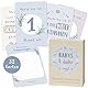 Mintkind ® Meilensteinkarten Baby | Wundervolles Geschenk zur Geburt | Baby Meilensteinkarten für Mädchen und Junge | 32 Baby Monatskarten im Set für zauberhafte Baby Fotos (Wal)