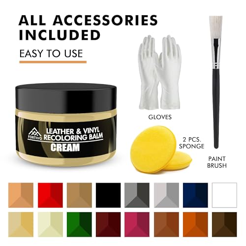Image of FORTIVO Leather Recoloring Balm, Color Restorer, Scratch Remover, Couch Paint and Repair, Leather Balm for Couches