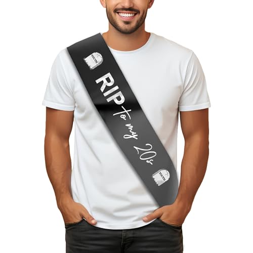RIP to my 20s Sash - Birthday Sash - 30th Birthday Celebrations Party Decorations | Satin Ribbon Black3