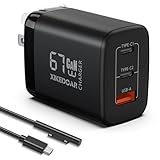 Surface 充電器 67W/65W/45W PD急速充電 サーフェス充電器 【PSE認証済】Surface Pro, Surface Book, Surface Go, Surface Laptop 互換 電源アダプター 充電ケーブル付き USB-C 2ポート USB-A 1ポート搭載 折畳式 ACアダプター