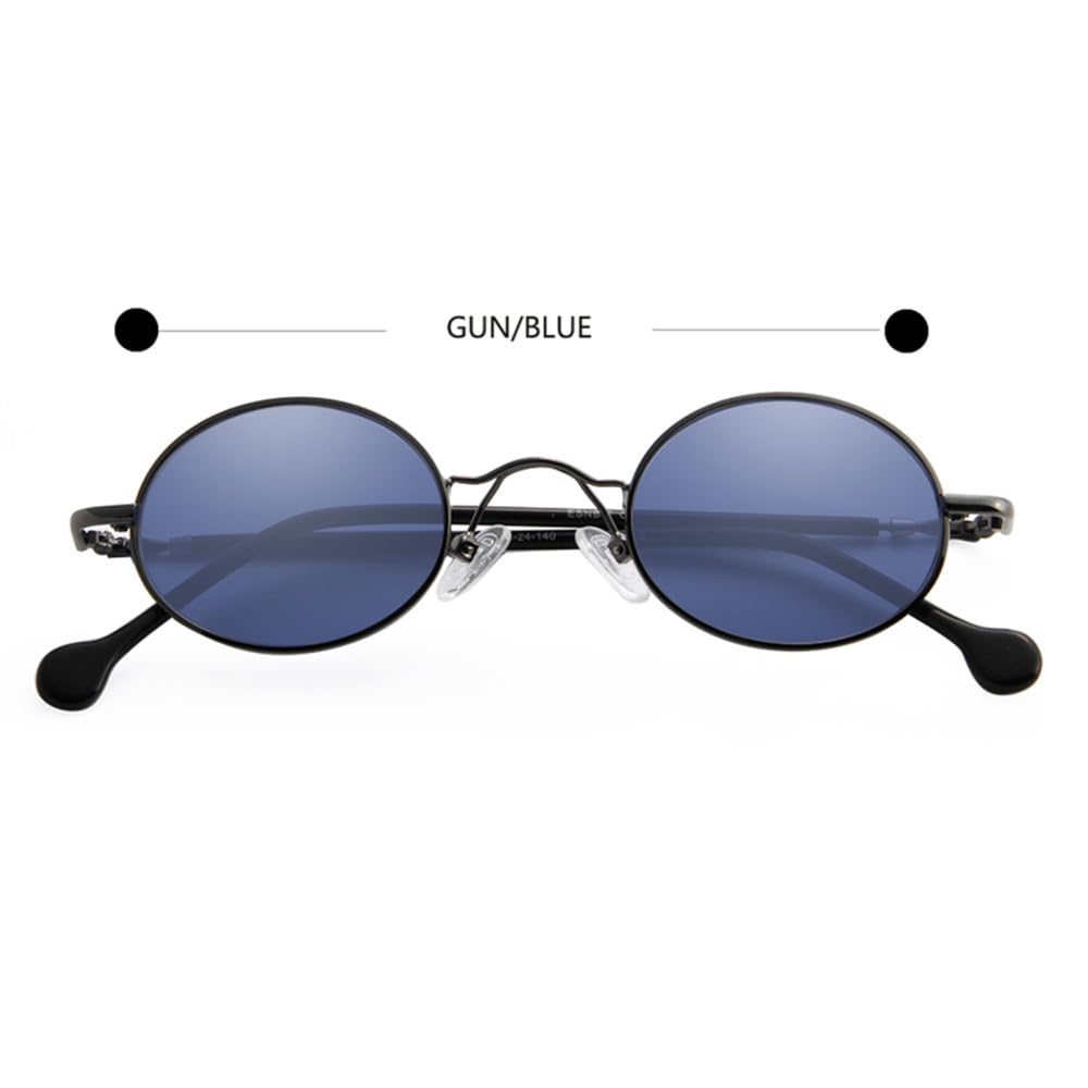 Gafas de sol ovaladas pequeñas de metal para hombre, gafas de sol punk vintage antideslumbrantes para mujer