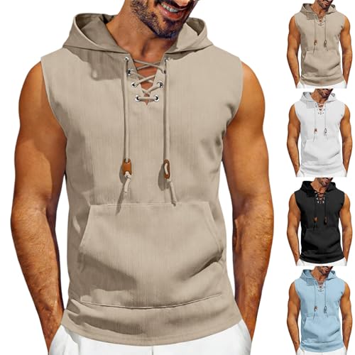 Débardeur à capuche sans manches homme gilet course été léger