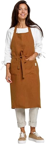 MagicLinen 100% Linen Apron - Cooking, Gardening, Grilling, Painting Apron with Pockets - Perfect for Women and Men