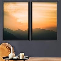 2 Piece Framed Canvas Wall Art Sunset in The Mountains Canvas Prints Home Artwork Decoration for Living Room,Bedroom - 16