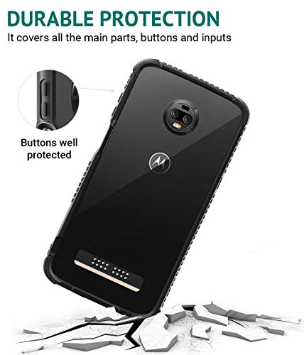 Casewe - Motorola Moto Z3 / Z3 Play Protective Flexible Bumper Case Cover/Compatible With Moto Mods - All Matte Black #TOP2