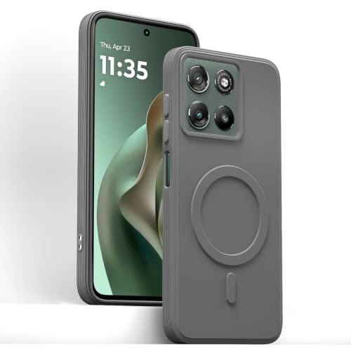 Image of Outlouders Back Cover for Motorola Moto G67 Power 5G / G57 Power 5G | Soft Matte Silicone | Magnetic-Safe Logo Design (Magnetic-Safe Not Compatible) | Shockproof Protection Bumper Case (Grey)