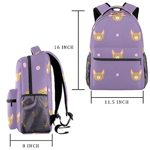 Sac à dos de voyage multicolore motif chat et pois pour enfants 40cm