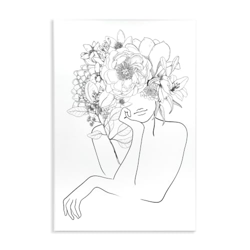 Stupell Industries Person Resting Head Hand Flower Blossom Arrangement, Design by Ros Ruseva