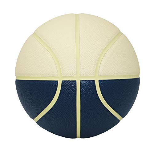 Chance Premium Composite Leather Outdoor & Indoor Basketball With Mini Dual Action Ball Pump, Size 6 Women's Official 28.5 Inch, Sebastian Beige & Turquoise #TOP2