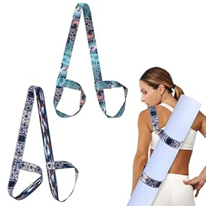 Jeffdad 2Pcs Yoga Mat Carrying Strap, Adjustable Yoga Mat Strap Easy to Carry Hands-Free Adjustable Mat Holder Sling for All Mats