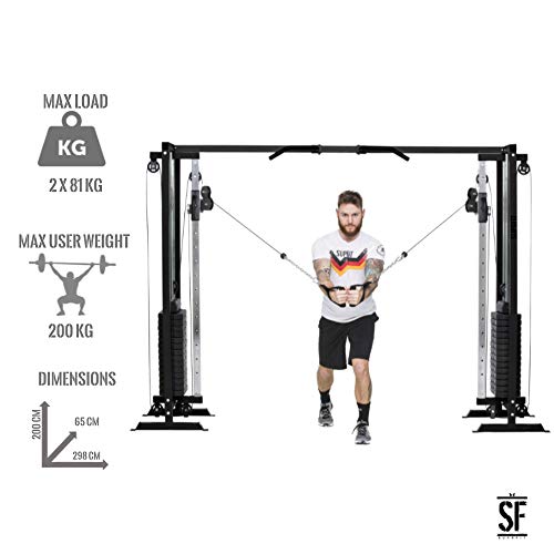SUPRFIT - Kabelzug Fitness Kraftstation für zuhause inkl. Steckgewichte bis 81kg Zuglast pro Seite - Robuste… – Bild 4