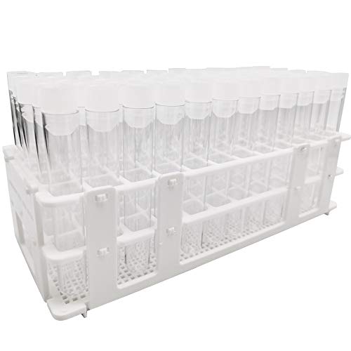 2 Pack 60 Holes Lab Test Tube Rack Holder for 16mm Test Tubes White Plastic Test Tube Rack for Scientific Experiments,Scientific Theme Party Decorations