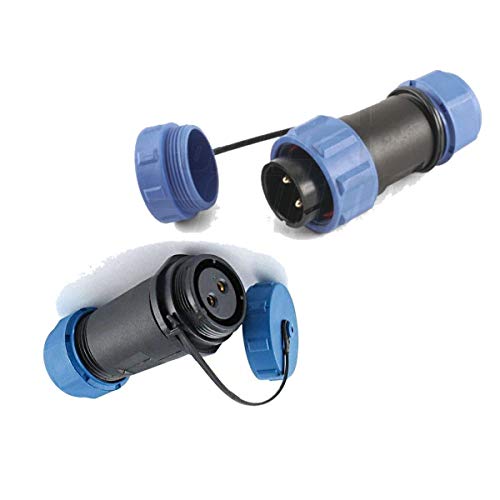 Connecteur 2 pôles étanche IP68 SP21 mâle femelle avec bouchon de protection