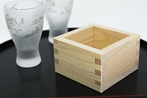 ウメザワ 桧1合枡+アデリア鳥獣戯画日本酒グラスS-6213