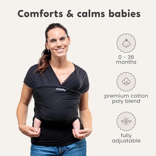 cuddlebug hands-free baby carrier - soft amp stretchy wrap for newborn to toddler 7-35 lbs - one-size-fits