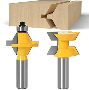 1/2 Inch Shank Router Bit Set 120 Degree Tongue Groove Router Bit Set with Edge Banding Woodworking Groove Chisel Cutter Tools, 2 Pieces