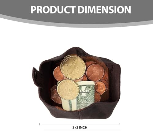 Image of Contacts Handcrafted Leather Coin Pouch - Compact Change Holder & Mini Wallet for Men & Women - Brown