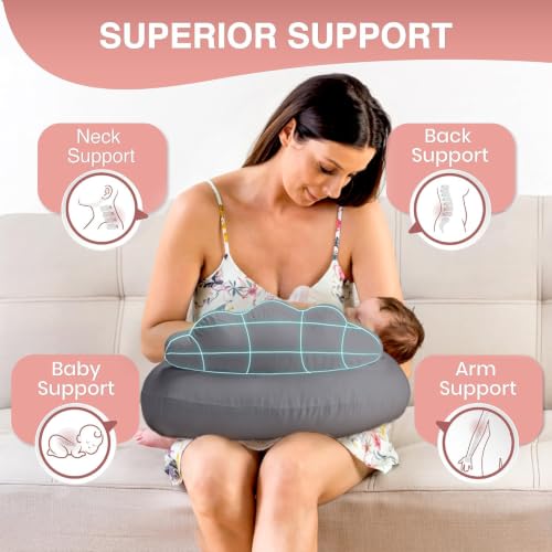 Image of PILLANI Nursing Pillow, Breastfeeding Pillows for Enhanced Safety & Comfort for Mom & Baby, Removable Cotton Cover, Adjustable Waist Strap, Breastfeeding Essentials, Baby Registry Search
