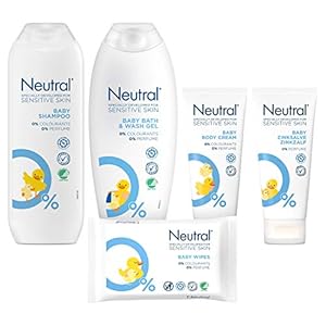 Neutral Geschenkset 6-delig – Bodycrème, Zinkzalf, Bad- en Wasgel, Billendoekjes, Shampoo en Jollein Nijlpaard Knuffel…