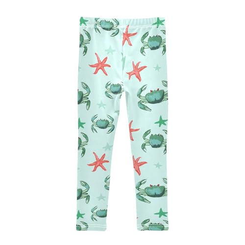 Green Crabs Girls' Leggings Toddler Doodles Red Starfishs Kids Yoga Pants Dance Active Tights 4T2