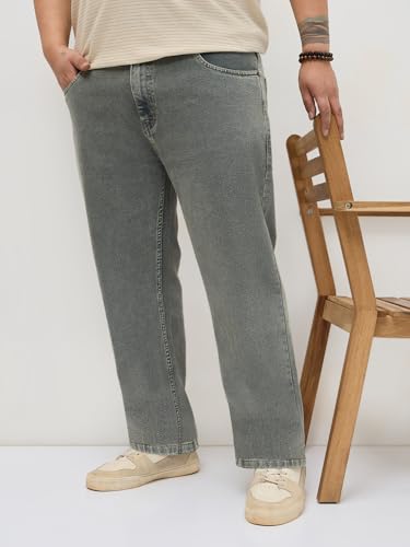Image of Urbano Plus Men's Regular Fit Heavy Washed Denim Jeans Stretchable