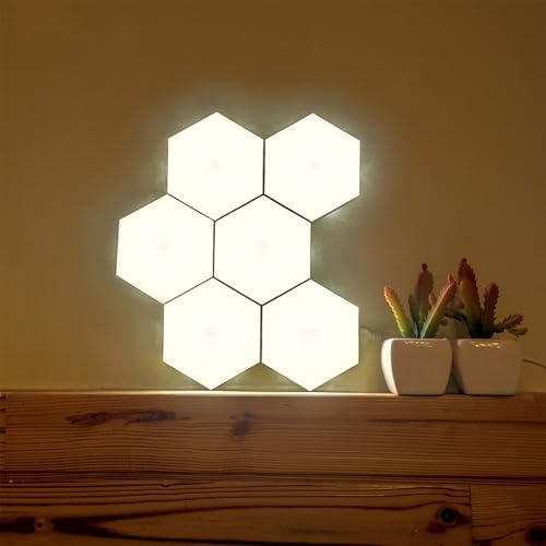 6Pcs Hexagon LED Light (White, Touch Model) -...
