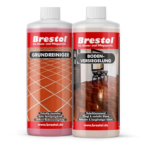 BRESTOL® Limpiador de suelo 1000 ml concentrado + sellado de suelos de 1000 ml para la limpieza profunda del suelo y posterior sellado de suelos laminados, parqué, suelos de baldosas, suelos de