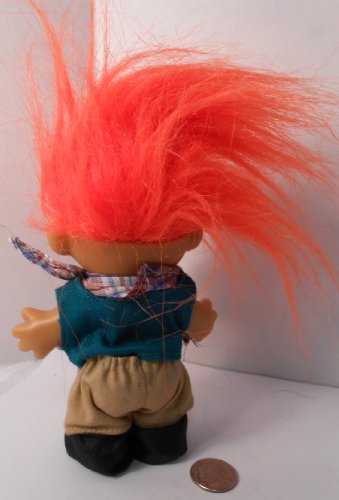 Muñeco Troll con Cabello Naranja Neón y Ojos Marrones 6" miniatura 2