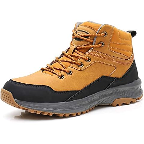 Men Women Boots Ankle Booties Cotton Shoes Warm Winter Outdoor Fluff Hiking Anti-Slip(9002-Yellow43) Cover