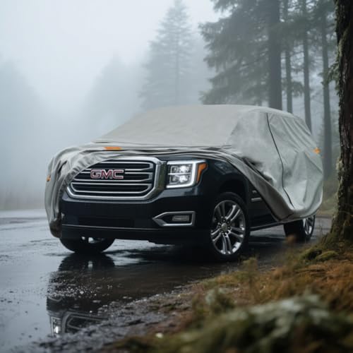 Image of Kayme Heavy Duty SUV Car Cover Custom Fit GMC Yukon XL LWB Waterproof All Weather for Automobiles, Full Exterior Covers Sun Rain UV Protection.（Deliver About 3-10 Days）