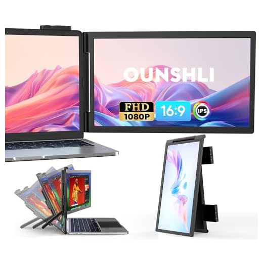 Armazém Brasil, Extensor de tela portátil, 14" 1080P Dual Screen, Monitor portátil de rotação de 250 ° para laptop, Travel Display para laptop 14-16 '' com porta USB-C/HDMI, Plug & Play